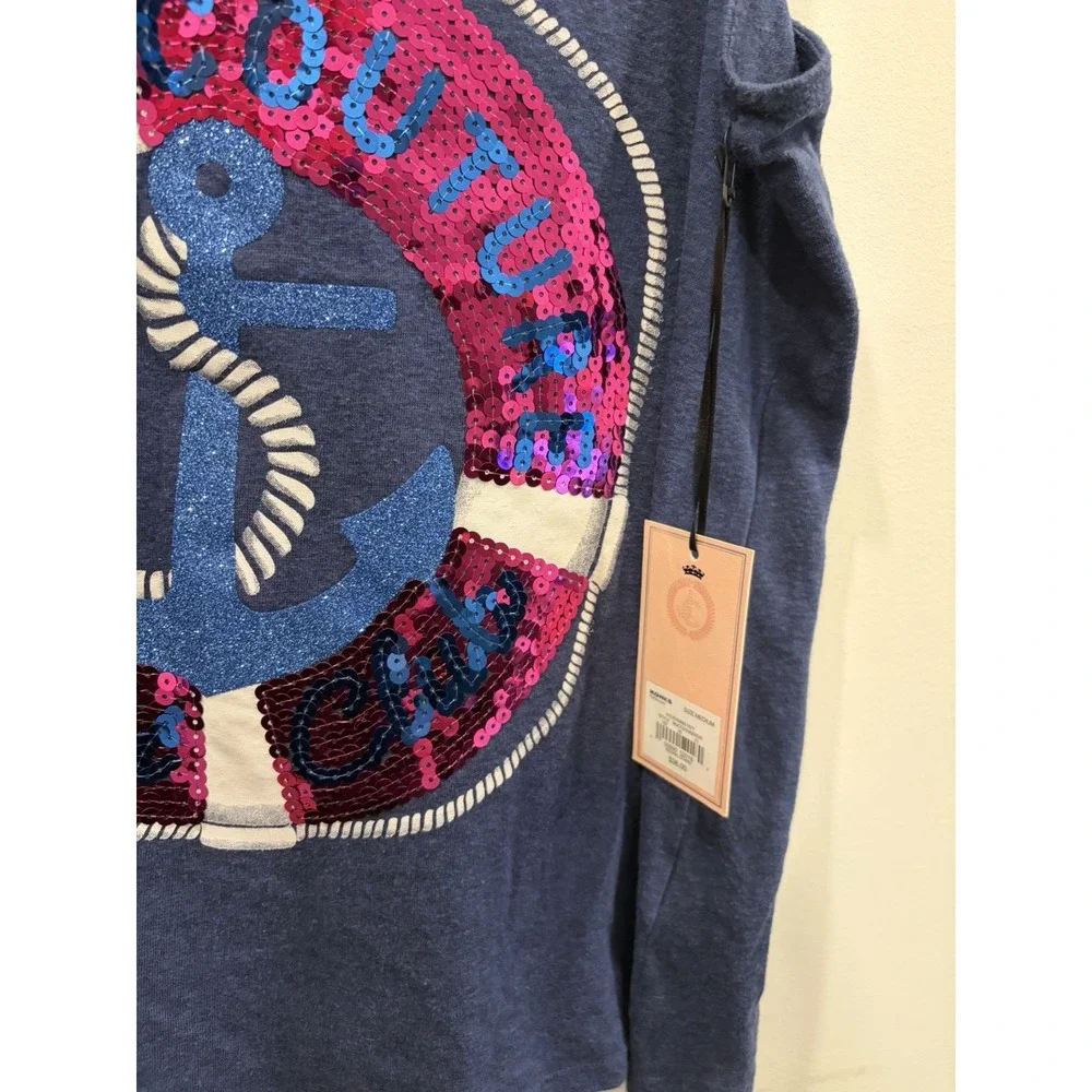 juicy couture NWT blue sequin nautical yacht Club boating tank women M